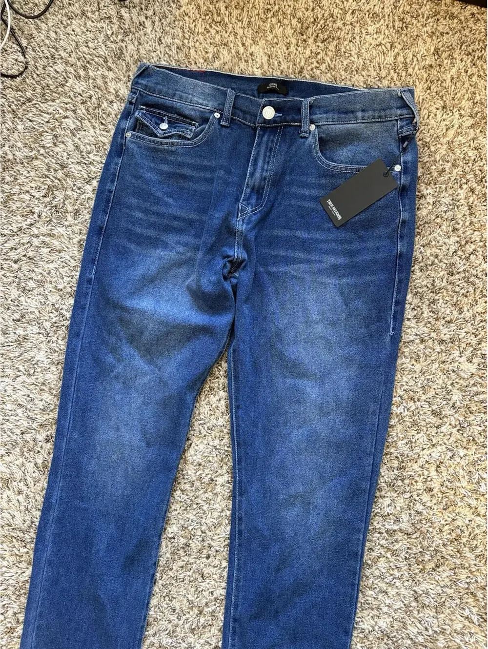 True Religion Geno Relaxed Slim Flap Jeans Men’s Size 34x32 Harmonious Wash NWT